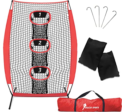 Gagalileo Football Throwing Net: Practice Accuracy Youth Trainer Quarterback Outdoor Backyard Players with Durable Fiberglass Poles Polyester Mesh