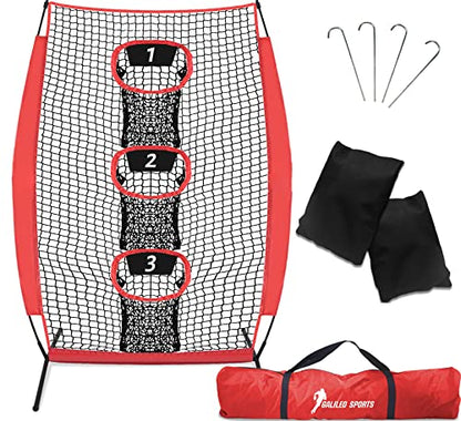 Gagalileo Football Throwing Net: Practice Accuracy Youth Trainer Quarterback Outdoor Backyard Players with Durable Fiberglass Poles Polyester Mesh