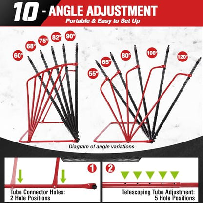 ZEALFEEL Soccer Rebounder Net, 10 Adjustable Angles 6x4FT Soccer Kickback Trainer for Passing, Ball Control & Volley Practice, Easy Setup Portable Football Training Net for Solo & Team Use