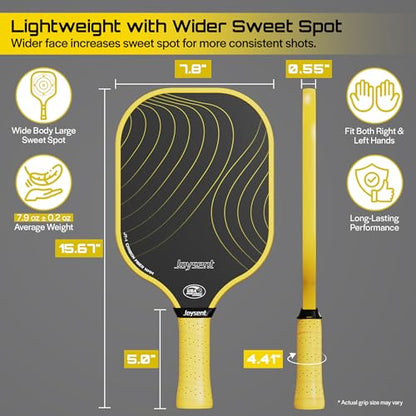 Pickleball Paddles Set, USAPA Approved Carbon Fiber Pickleball Set of 2 with Beginner Pickleball Rackets, Indoor Outdoor Pickle Balls for Adults Men Women, JT-1 - color: Yellow