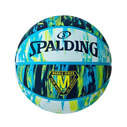 Spalding Basketball Basic No. 7 Rubber Marble - color: Blue × Yellow