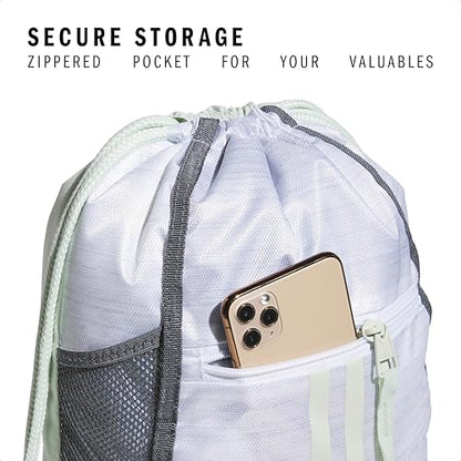 adidas Alliance Sackpack – Drawstring Backpack for Sports, Small Gym Bag - color: Two Tone White-clear Onix/Linen Green/2