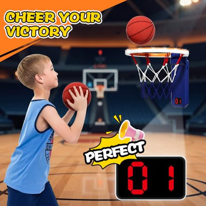 Kids Basketball Hoop Indoor with Lights & Sounds, Electronic Scoring, Easy Storage,Toys for Boys Girls, Birthday Gift Ages 3+