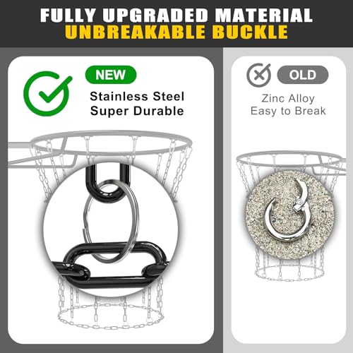 Insaga Chain Basketball Net Heavy Duty Metal - 19'' Basketball Chain Net for Hoop Outdoor Indoor Replacement, Rustproof Steel Chain Net for Standard 12-Loop Rim, Easy to Install