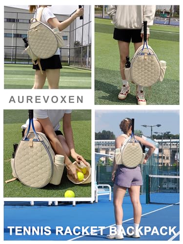 Tennis Backpack for Women and Men, Holds 1-2 Rackets, Lightweight Water-Resistant Tennis Bag for Pickleball and Badminton - color: Cream