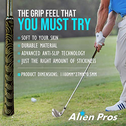 Alien Pros Golf Grip Wrapping Tapes - Innovative Golf Club Grip Solution - Enjoy a Fresh New Grip Feel in Less Than 1 Minute - style: 16-Pack Black Clouds