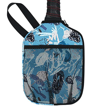 WK IEASON Neoprene Pickleball Paddle Cover with Inner Pockets and Handle Strap - Racket Sleeve and Ball Holder Organizer - color: Blue art print