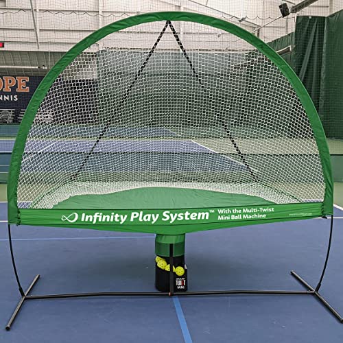 Infinity Play System Rebounder Net with Multi-Twist Mini Ball Machine for Tennis and Pickleball