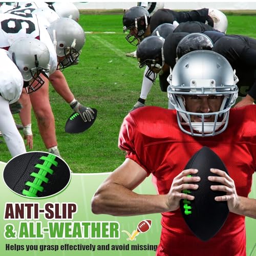 Syhood 12 Pack Composite Leather Footballs Official Size Footballs Bulk Leather Inflatable Football with Pump Regulation Highschool College Football for Training and Recreational Play - color: Black, size: Size 9