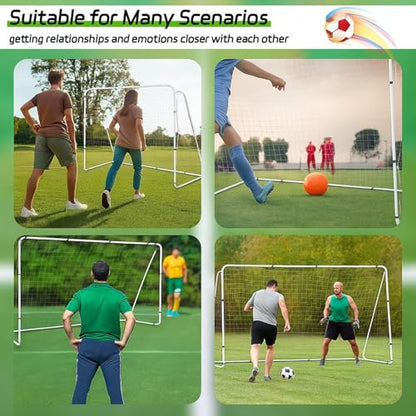Liliful 12 x 6/10 x 6.5/8 x 5 ft Soccer Goal for Backyard Portable Soccer Net and Steel Weatherproof Frame Folding Goals with 6 Ground Stakes for Adults Youth Outdoor Training Competition
