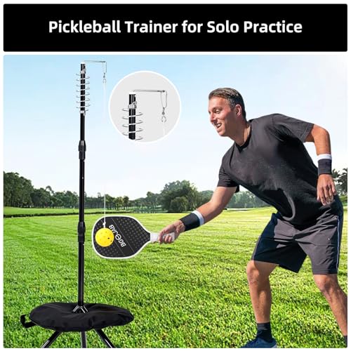 Pickleball Trainer, Pickleballs Training Aid for Solo & Partner Practice, Enhance Reaction Time & Hand-Eye Coordination, Great Gift for Beginners, Families & Pickleball Fans, Easy Installation