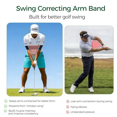 RILL Golf Training Aid, Include Golf Wrist Training Aid and Arm Band, Golf Swing Training Aid to Correct Wrist Angle and Develop Muscle Memory, Posture Correcting Tool for Beginners and Pros
