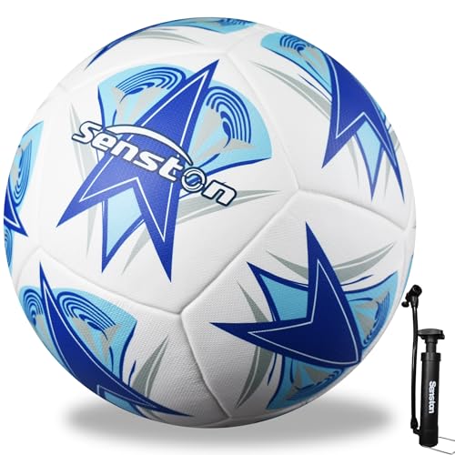 Senston Soccer Ball Size 5 -Official Match Weight-Youth & Adult Soccer Players - Air Pump Included - color: sky blue