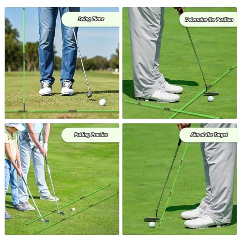 flintronic Golf Alignment Stick, Golf Practice Training Aid, Collapsible Golf Practice Rods for Aiming, Putting, Full Swing, Posture Corrector, with Clear Tube Case