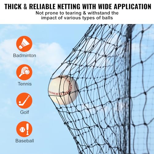 VEVOR Baseball Batting Cage,Professional Softball Baseball Batting Hitting Training Net,Heavy Duty Enclosed PE Practice Portable Pitching Cage Net with Door&Carry Bag,for Backyard,Field,Indoor&Outdoor