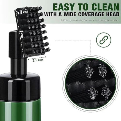 Golf Club Spray Water Cleaner, Golf Club Cleaning Brush Set,Golf Club Cleaner Brush with Retractable Clip and Squeeze Water Bottle Holds 5 Ounces of Water, Golf Gifts for Men Women - color: Green
