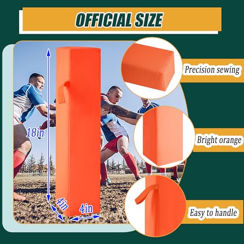 Football End Zone Pylons,18" x 4" x 4" Sand Weighted Anchorless Football Pylons Field Markers, Football Pylons Football Accessories for Sports Game Training - style: 4 Pcs