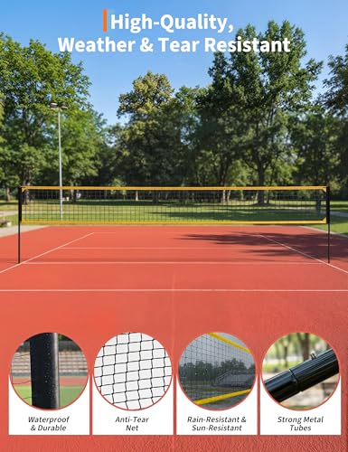 GAOMON 32FT Portable Volleyball Net System for Backyard and Beach - Professional Volleyball Net with 3-Level Adjustable Height Poles, Carrying Bag, Outdoor Volleyball Set for Grass & Sand