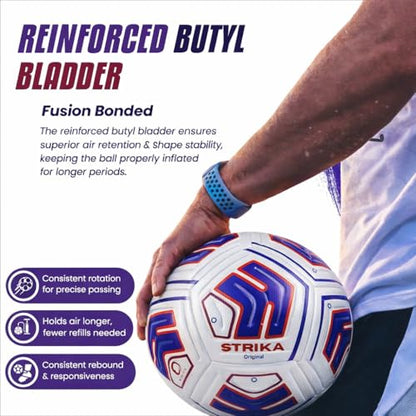 STRIKA Premium Soccer Ball Size 5 & 4 – Durable Hybrid Bonded Training Ball for Adults & Kids – Water-Resistant, Long Air Retention – Indoor/Outdoor Play