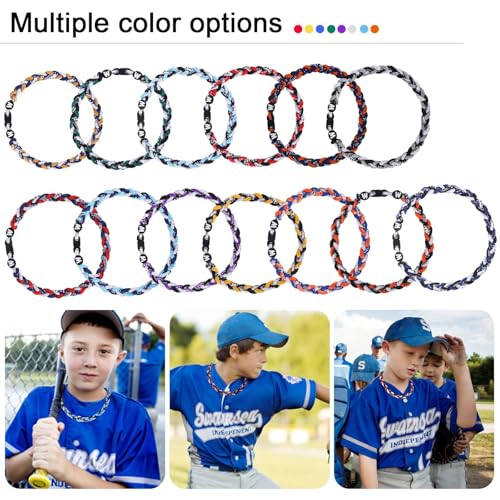 Willtok Premium 18inch Baseball Necklace w/Nylon Tri-Braided Rope Tornado Design - color: White Aqua Orange