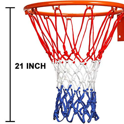 LAO XUE 2025 Upgraded Thickening Heavy Duty Basketball Net, Rainproof Sunscreen for All-Weather 21inches (6.88 Ounce) Standard Thick Nets,12 Loops for Indoor and Outdoor Replacement Net