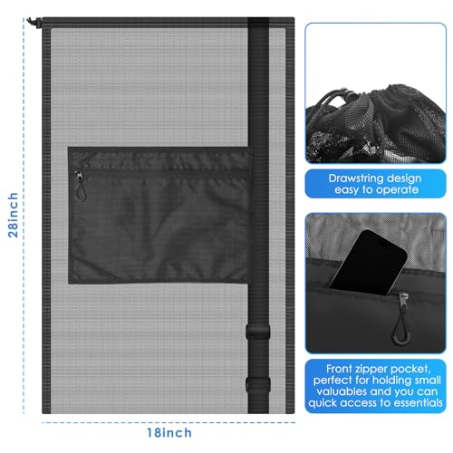 BROTOU Drawstring Bag Heavy Duty Mesh Gym Bag with Pocket for Swimming Yoga Beach Laundry