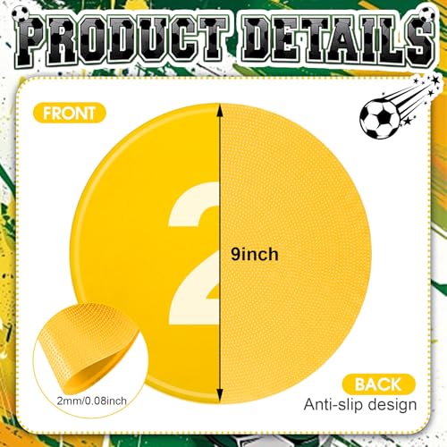 Shappy 24 Pcs Poly Spot Markers with Carry Bag 9 Inches Numbered Floor Dots Anti-Slip Spot Markers Waterproof Flat Field Cones Circles Poly Dots for Agility Drills Basketball Football Training Gym