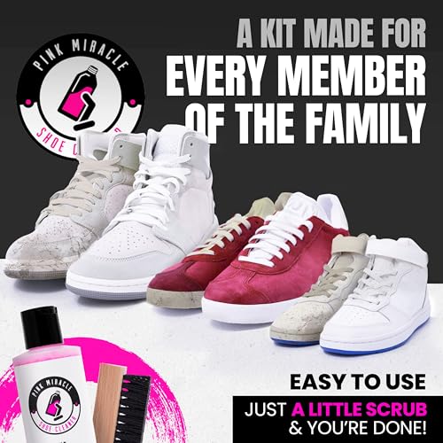 Pink Miracle Shoe Cleaner Kit with Bottle and Brush For Fabric Cleaner For Leather, Whites, Suede and Nubuck Sneakers - size: 4 Oz