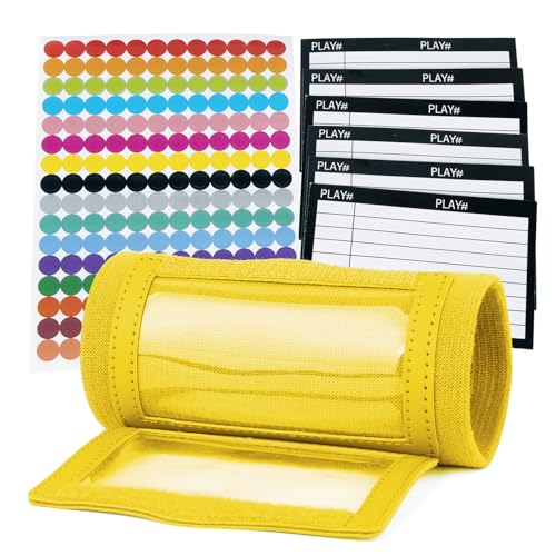 GOGO Football Wristband with QB Playbook - Wrist Coach - 192 Stickers & 6 Sign Cards for DIY - color: Yellow