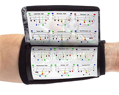 WristCoaches Football Play Wristbands - 5 Pack Youth Quarterback Gear - Wristband Playbook - Softball, Baseball & Soccer Wristbands - Adult Size - Male Athletes - color: Black