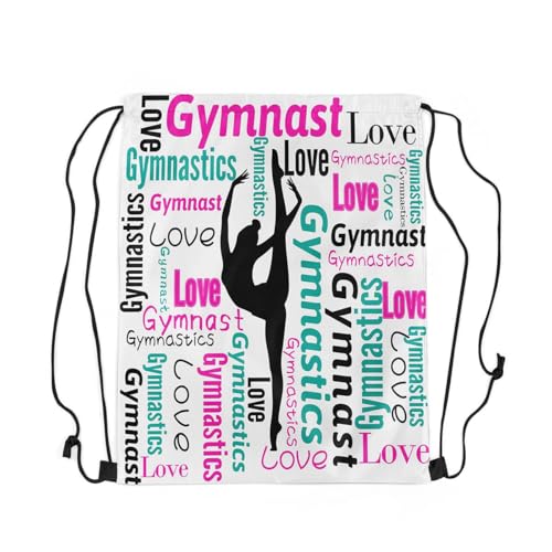 Castle Fairy Gymnastics Drawstring Backpack Gymnastics Lovers Sackpack for Beach Swimming Pool Cheerleading Draw String Bags Waterproof Sports Gym - color: Pink 8