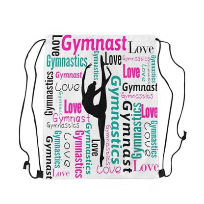 Castle Fairy Gymnastics Drawstring Backpack Gymnastics Lovers Sackpack for Beach Swimming Pool Cheerleading Draw String Bags Waterproof Sports Gym - color: Pink 8