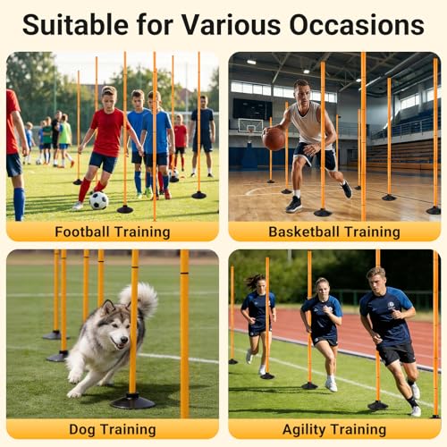 Agility Training Bars, Adjustable Multi-Purpose Sports Training Bars with Detachable Rubber Bases, Suitable for Speed Training in Soccer, Basketball, and Pets.