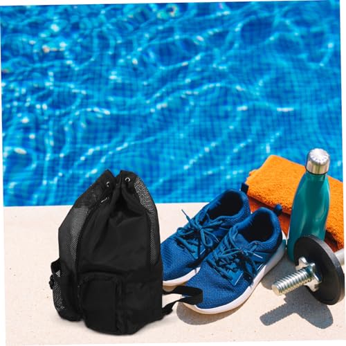 Baluue Draw Swimming Bag Back Draw Back Swimming Mesh Bag Swim Mesh Bag Beach Bag Back Swimsuit Bags Swim Back - color: Black