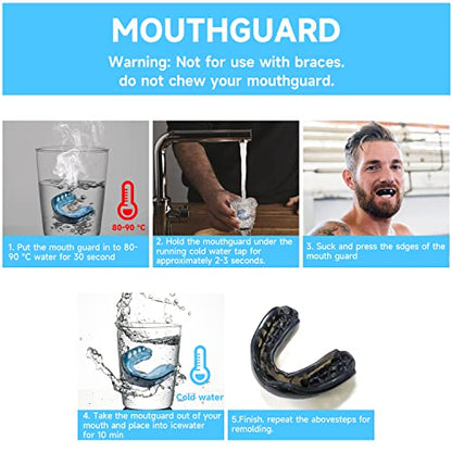 2 Pack Football Mouthguard,Youth Sports Mouth Guard for Braces,Football Mouthpiece with Strap for Youth and Adult,Sport Mouth Piece,Mouth Guard for Boxing, Lacrosse,Hockey,Rugby,Basketball, MMA - size: Youth
