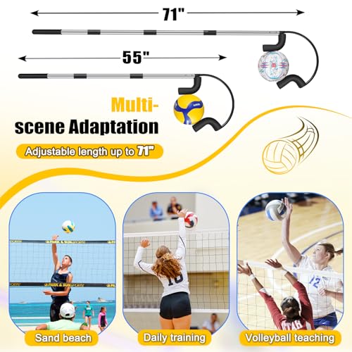 AugFir Volleyball Spike Trainer, Adjustable Length 55"-71" Volleyball Hitting Trainer, Double Arc Protection Quick Pickup Volleyball Training Equipment