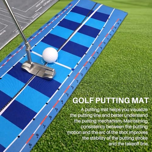 Golf Putting Mat & Golf Stance Training Towel Set, A Golf Putting Practice Aid to Improve Stance and Putting Accuracy - Suitable for Beginners and Golfers Who Need to Improve.