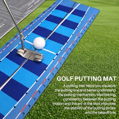 Golf Putting Mat & Golf Stance Training Towel Set, A Golf Putting Practice Aid to Improve Stance and Putting Accuracy - Suitable for Beginners and Golfers Who Need to Improve.