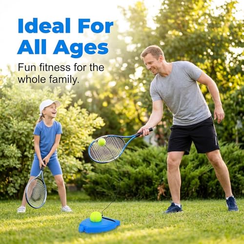 Portable Tennis Trainer Rebounder for Home & Backyard Practice, Improve Your Swing Solo, Weighted Base with String, No More Chasing Balls, Perfect Training Tool for Adult Beginners