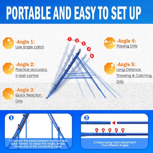 Volleyball Baseball Rebounder Net, Softball Rebounder Pitchback Net Quick Adjustments, Quick Adjustments Lacrosse Bounce Back Practice Equipment, Ideal for Outdoor Indoor and Backyard Training - size: 6FTx4FT, style: Three Mode Baseball Net