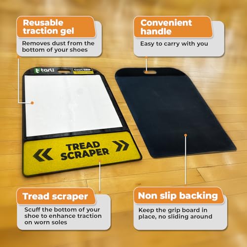Tarli Ultimate Traction Board – Sticky Gel Mat with Full-Length Shoe Scraper | Renewable Gel Surface, No Replacement Sheets | Non-Slip Grip Pad for Basketball, Volleyball & Indoor Courts (Black)