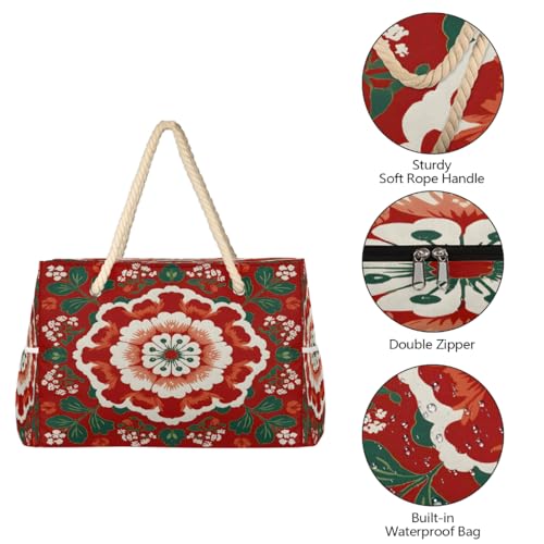 Beach Bag Waterproof Sand-proof Canvas Tote Lightweight Shoulder Bag Suitable for Family outdoor travel - color: B2