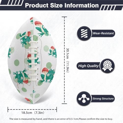 SYtrade Recreational Football Game Footballs PU Composite Leather Footballs for Training Indoor Outdoor - color: Frog Mushroom Green Dots