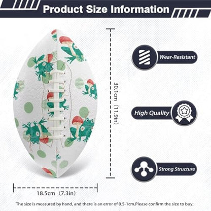 SYtrade Recreational Football Game Footballs PU Composite Leather Footballs for Training Indoor Outdoor - color: Frog Mushroom Green Dots