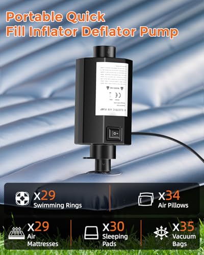 Electric Air Pump for Inflatables, 400W High Power Inflator Deflator with 5 Nozzles, Quick Fill AC Air Mattress Pump for Inflatable Beds, Pool Floats and Swimming Ring