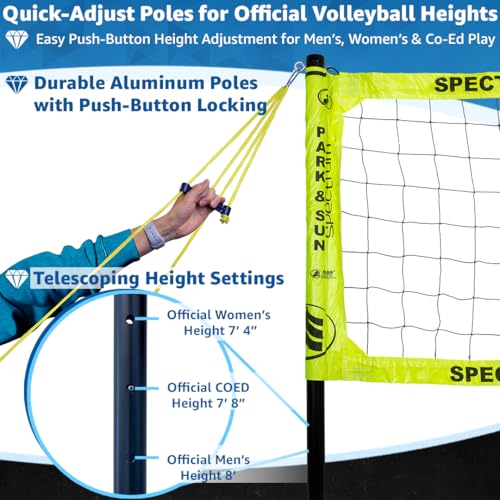 Park & Sun Sports Spectrum Classic: Adjustable Professional Outdoor Volleyball Net System - color: Classic Yellow