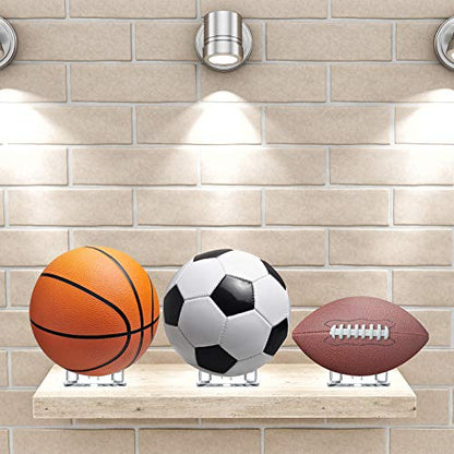 Sumind 4 Pack Acrylic Basketball Stand Holder Clear Sports Ball Storage Football Rack Display Stand for Basketball Football Volleyball Bowling Soccer Rugby Memorabilia Ball Display
