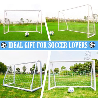 KATARUS Soccer Goal 12x6FT/10x6.5FT/8x6FT/8x5FT/6x4FT Outdoor Soccer Net Goals for Backyard with Weatherproof UPVC Frame & Ground Stakes Portable PVC Soccer Goal Post for Adults & Youth Training