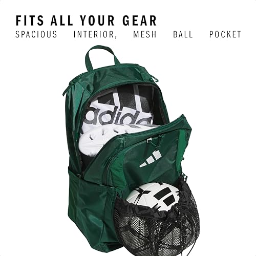 adidas Stadium 4 Soccer Backpack – Team Sports Bag with Ball Pocket, 36L - color: Dark Green