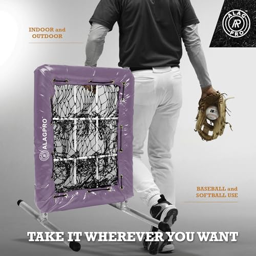 ALAGPRO® 9 Hole Pitching Net with Strike Zone - Baseball and Softball Training - Batting, Throwing and Hitting Practice Equipment - Portable, Backyard Setup
